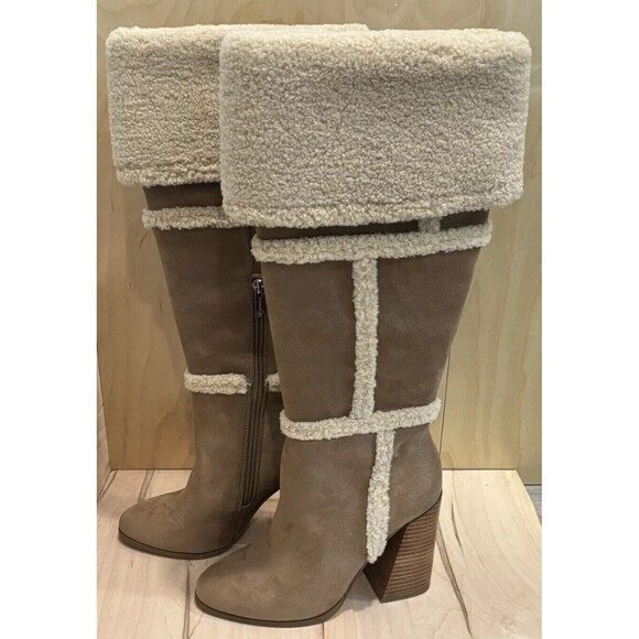 Jessica Simpson Rustina Over The Knee Boot Sandstone Patchwork Vegan Leather 7M - Picture 2 of 8